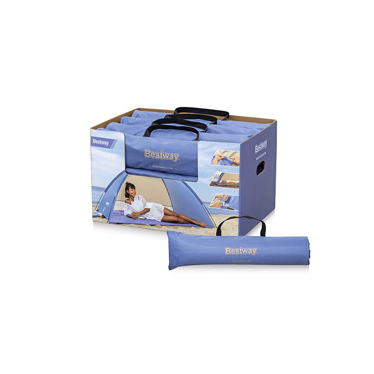 Bestway Tält Polyester Glasfiber UPF 80+ 200x120x95 cm Camping och Strand 68105 - 2