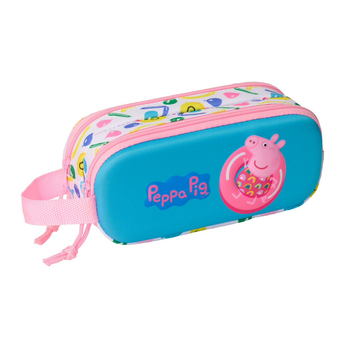 Dubbel bär-allt Peppa Pig Blå Vit Rosa 21 x 8 x 6 cm 3D