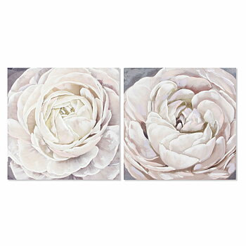Kanvas DKD Home Decor Kanvas Trä MDF 80 x 3 x 80 cm Blomster