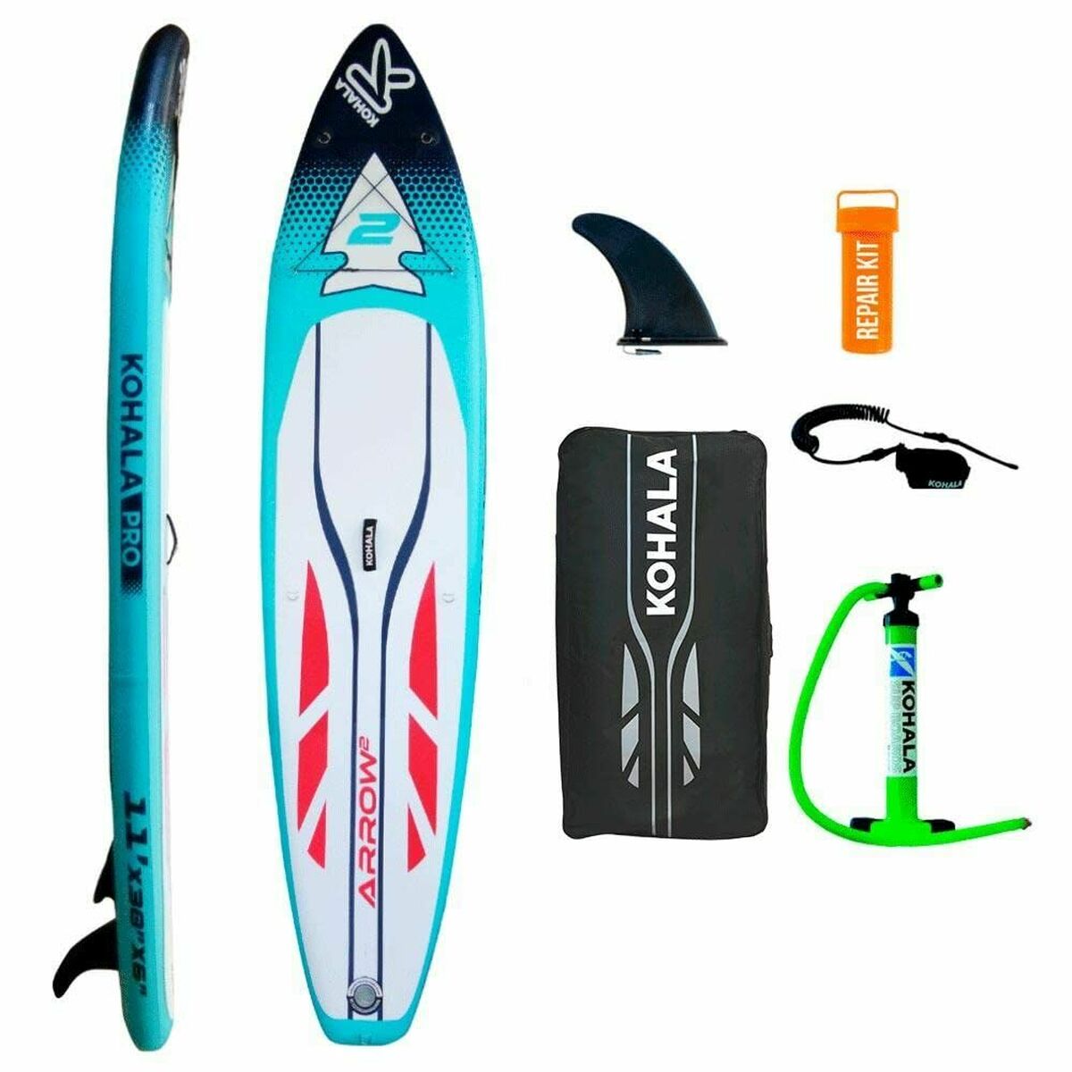 Uppblåsbara Paddle Surfbräda med tillbehör Kohala Arrow 2 Blå ( 335 x 75 x 15  cm)