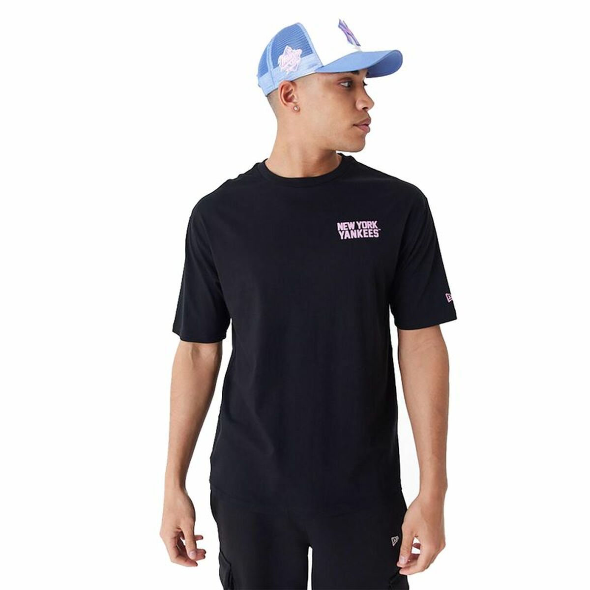 Sporttröja med ärmar New Era  WORDMARK OS TEE NEYYAN 60435524  Svart (L)