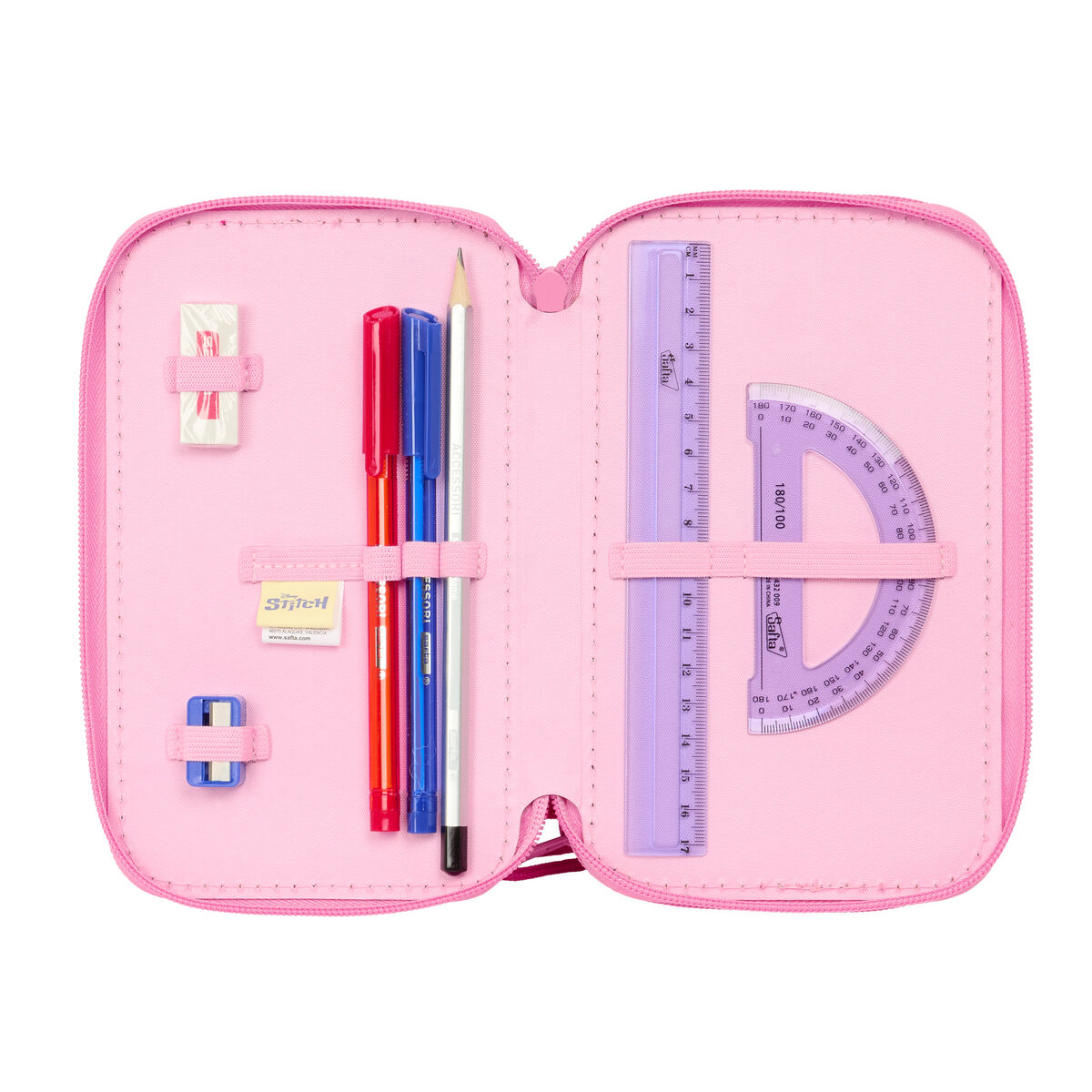 Trippel pennfodral Lilo & Stitch Chill Rosa Mint 12,5 x 19,5 x 5,5 cm 37 Delar - 2