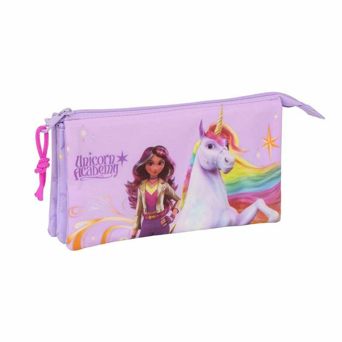 Tredubbel Carry-all Unicorn Academy Lila 22 x 12 x 3 cm