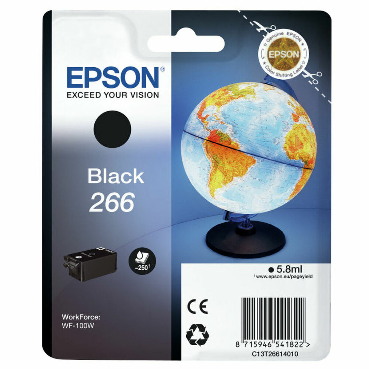 Original Bläckpatron Epson Singlepack Black 266 ink cartridge WF-100W Svart Gul