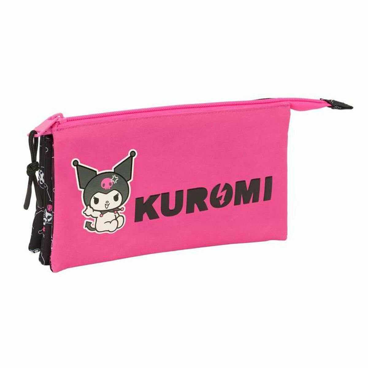Tredubbel Carry-all Kuromi Svart Fuchsia 22 x 12 x 3 cm
