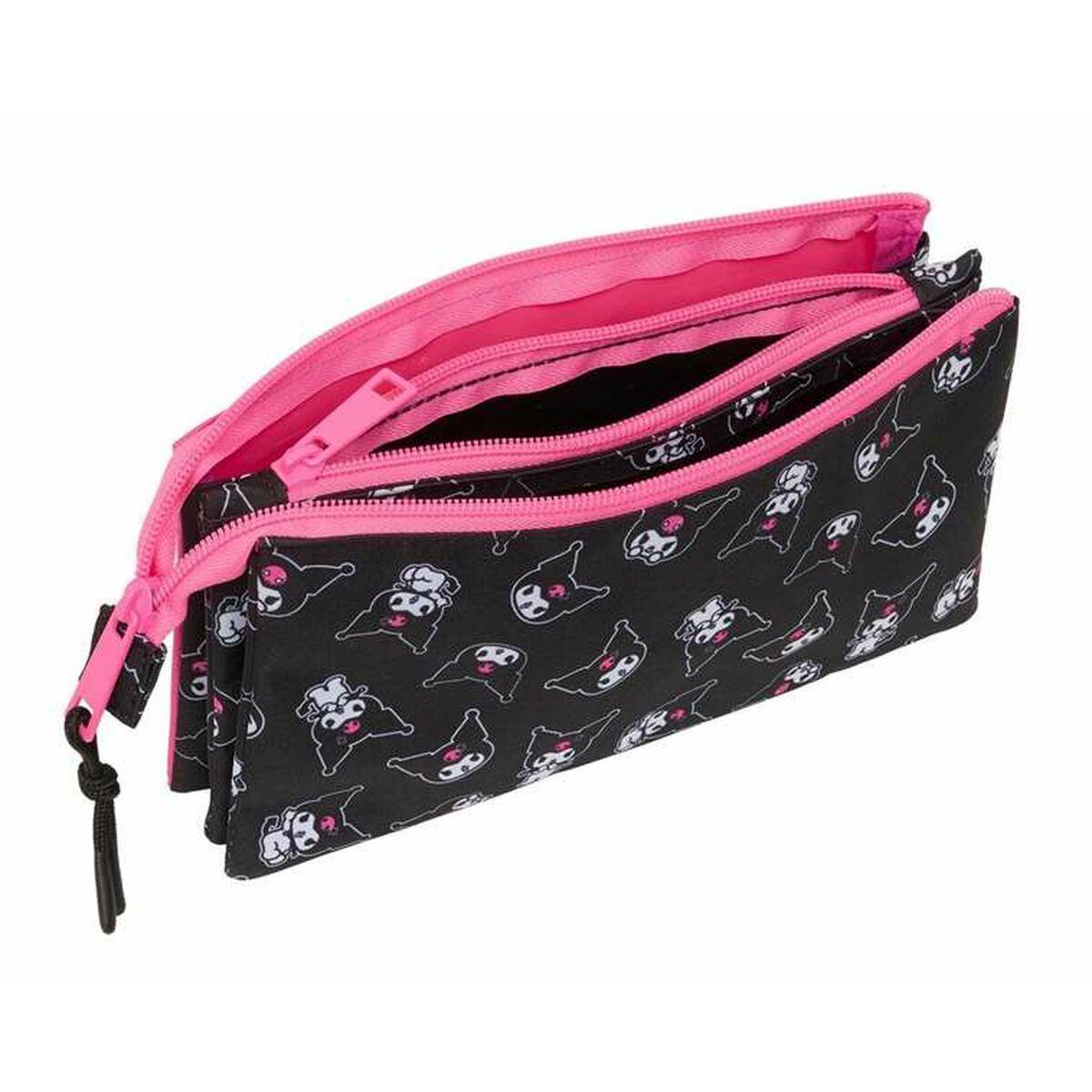 Tredubbel Carry-all Kuromi Svart Fuchsia 22 x 12 x 3 cm - 3