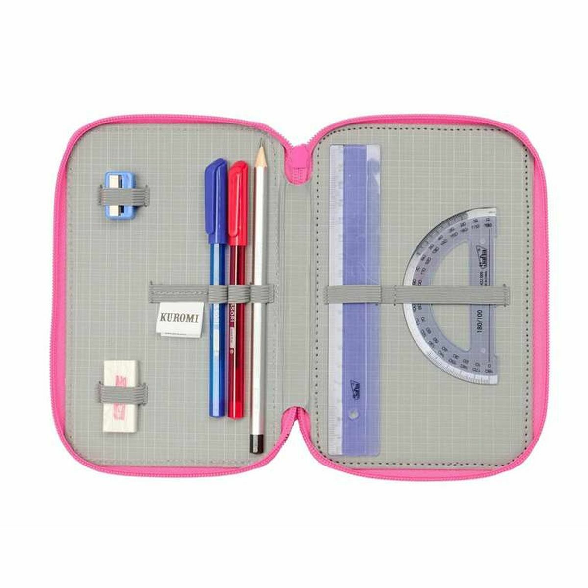 Trippel pennfodral Kuromi Svart Fuchsia 12,5 x 19,5 x 5,5 cm 37 Delar - 3