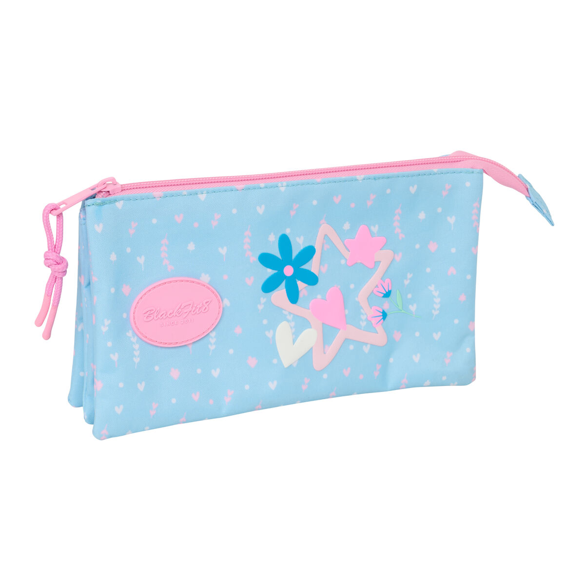 Tredubbel Carry-all BlackFit8 Smile Rosa Ljusblå 22 x 12 x 3 cm