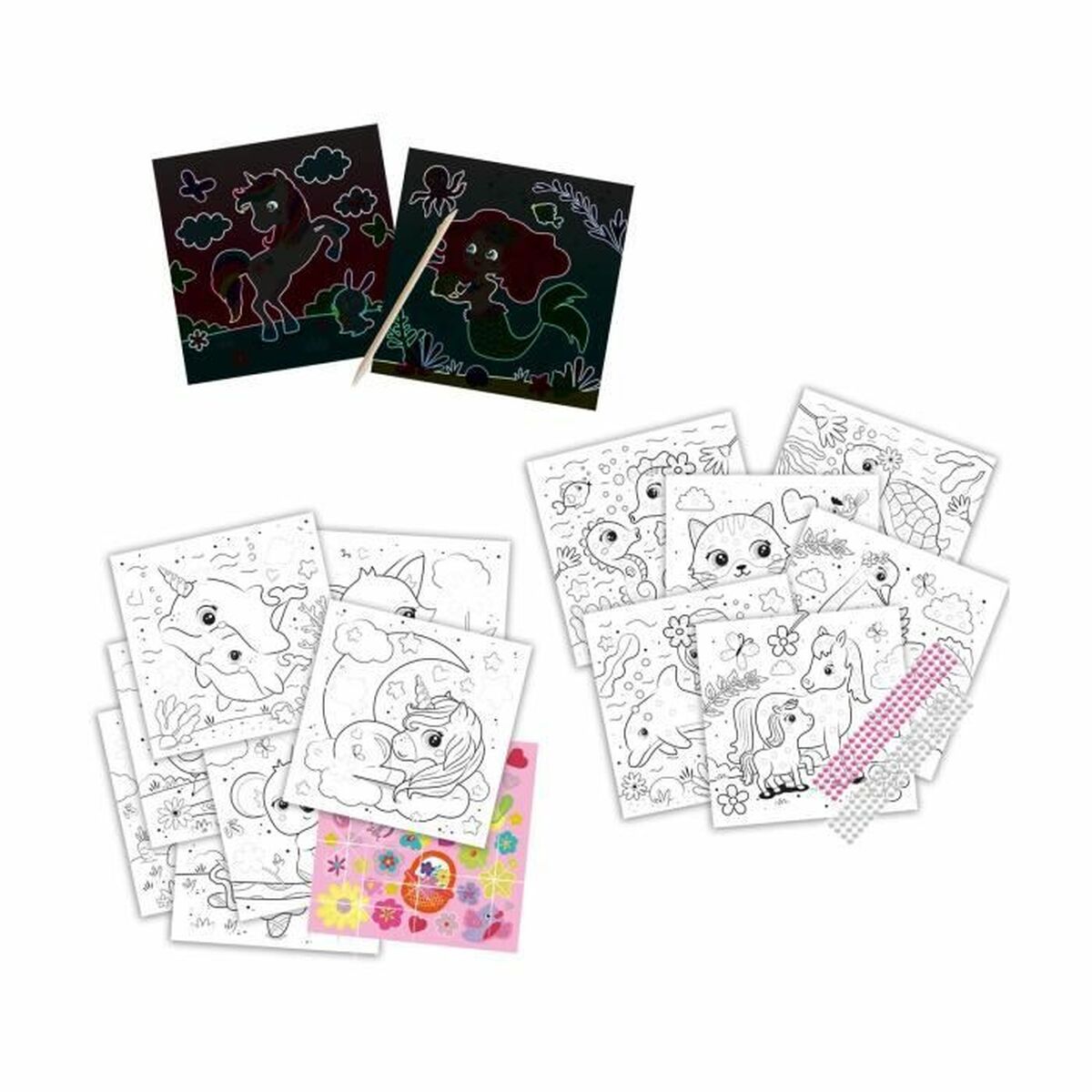 Målarbilder SES Creative Activity Colouring Book Set med klistermärken Anteckningsbok 3 i 1 - 2