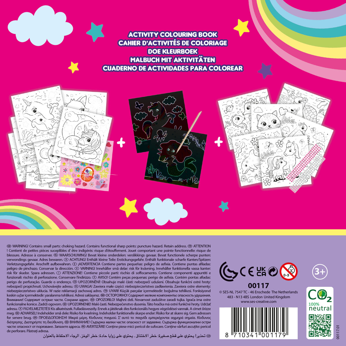 Målarbilder SES Creative Activity Colouring Book Set med klistermärken Anteckningsbok 3 i 1 - 3