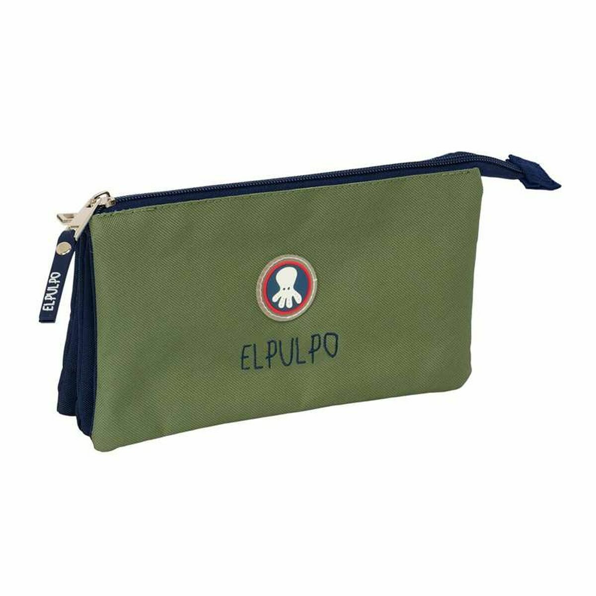 Tredubbel Carry-all El Pulpo   Marinblå Armégrön 22 x 12 x 3 cm