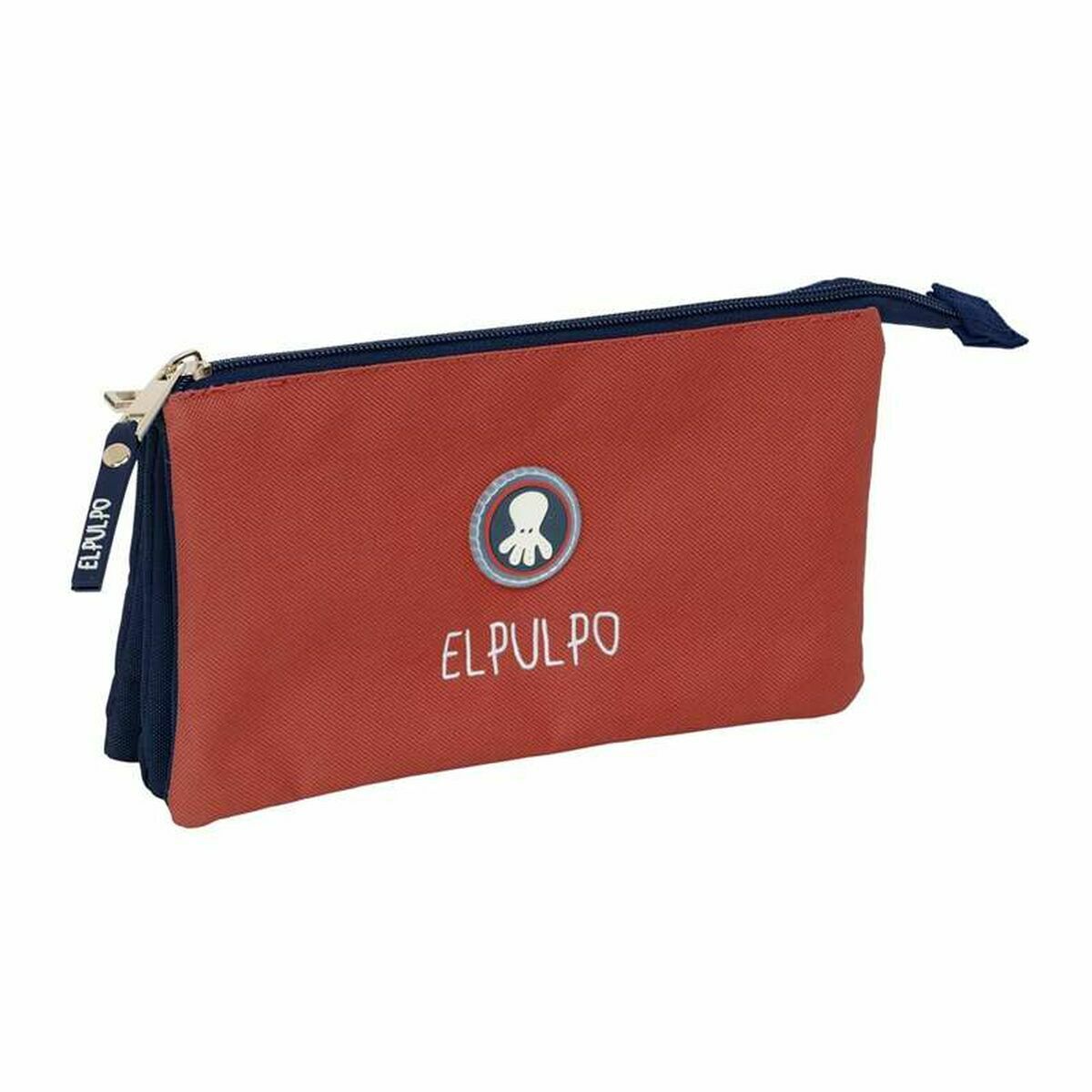 Tredubbel Carry-all El Pulpo   Röd Marinblå 22 x 12 x 3 cm