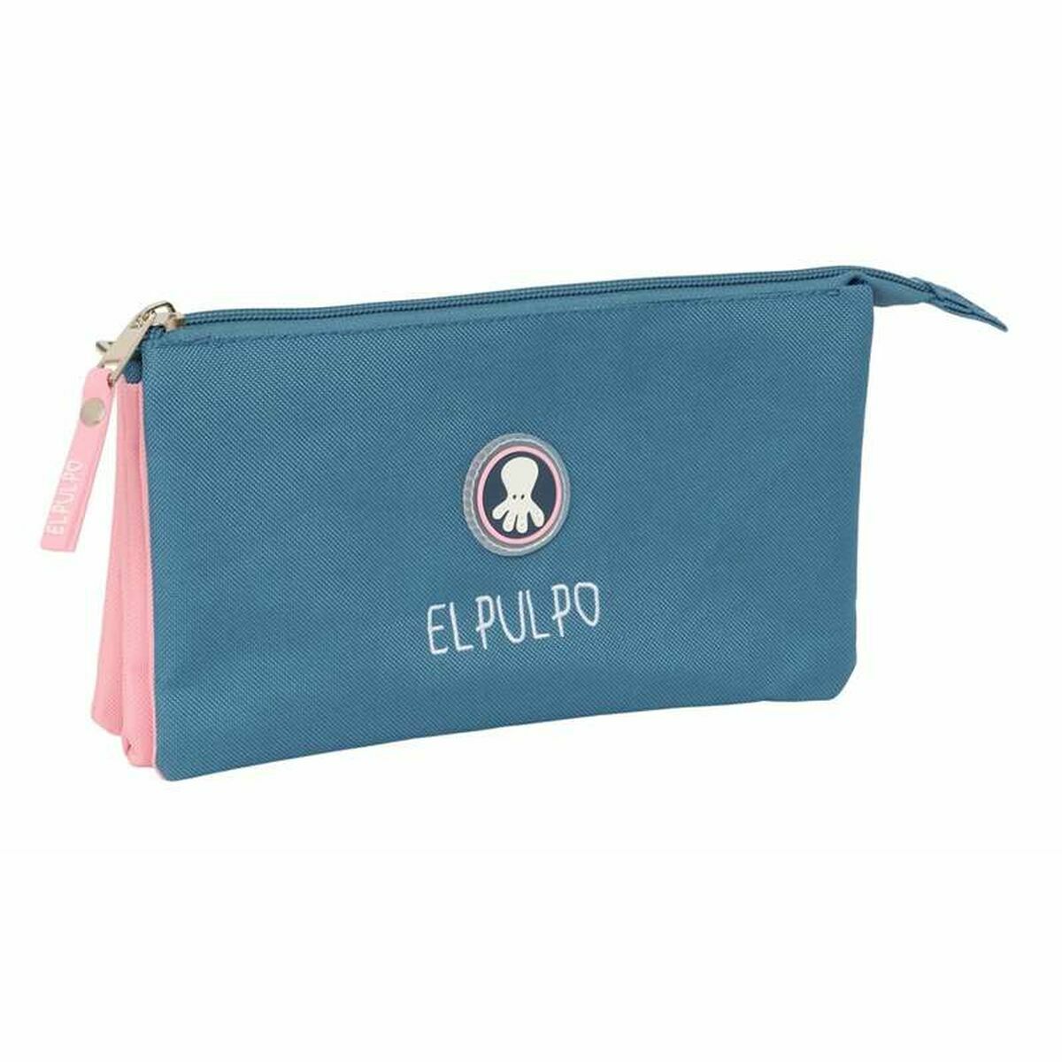 Tredubbel Carry-all El Pulpo   Blå Rosa 22 x 12 x 3 cm