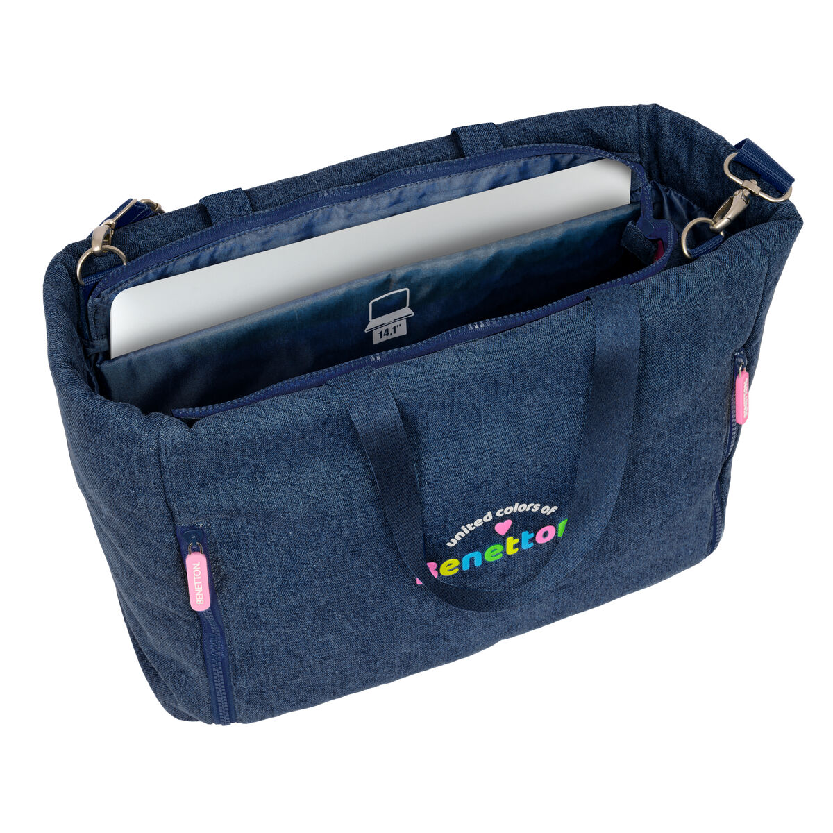 Väska Benetton Denim Blå 40 x 31 x 17 cm - 2