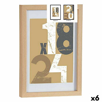 Fotoram Gift Decor Naturell Glas Trä MDF (6 antal)