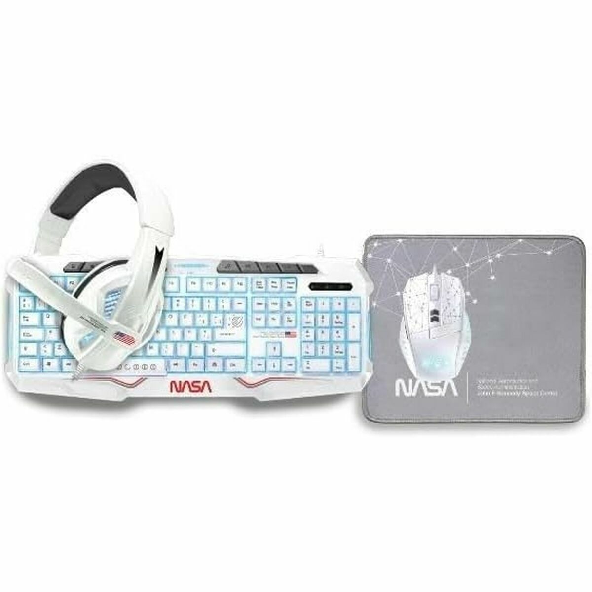 Tangentbord och Mus NASA ANDROMEDA4IN1-W Vit Multicolour Qwerty Spanska - 3
