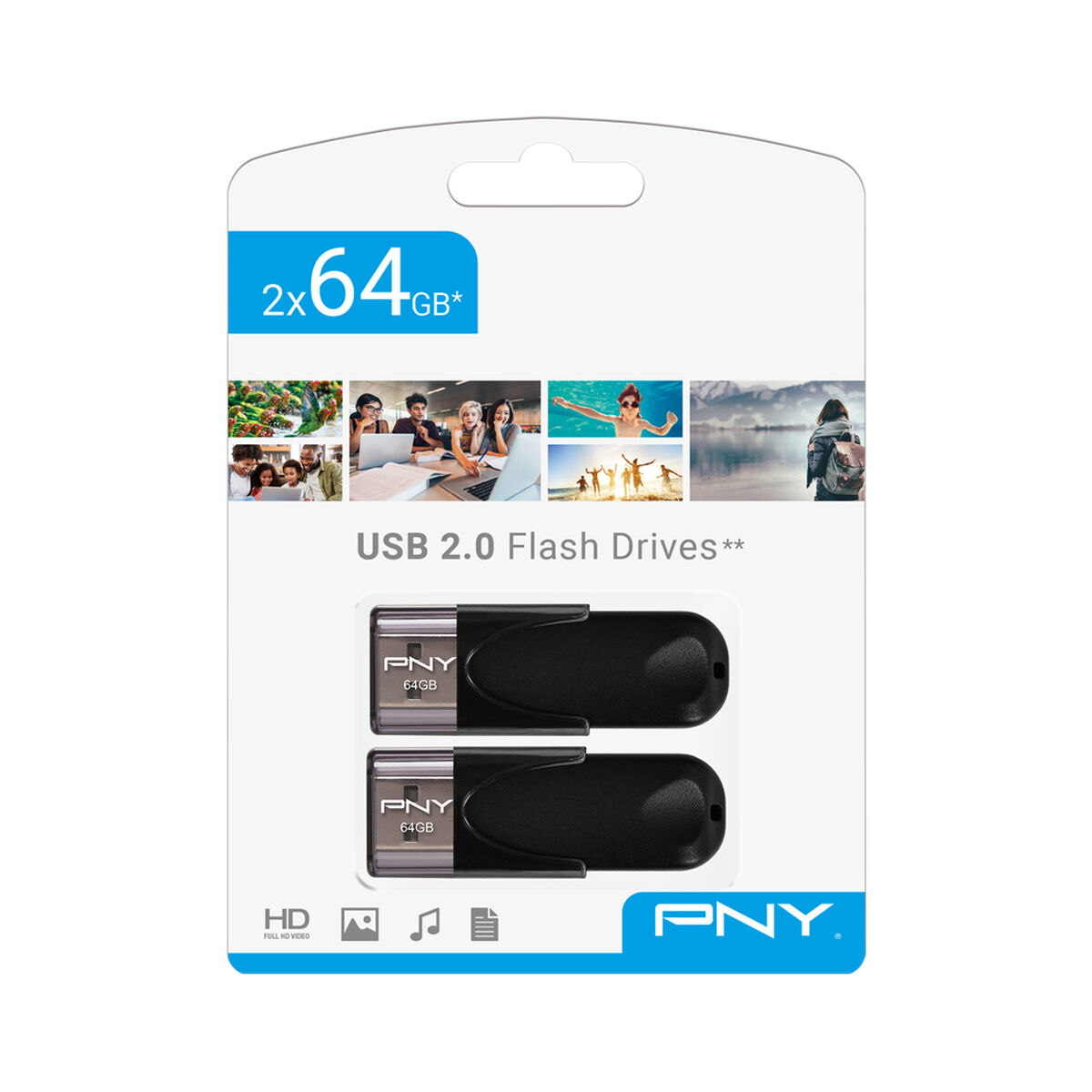 USB-minne PNY FD64GATT4X2-EF Svart 64 GB (2 antal)