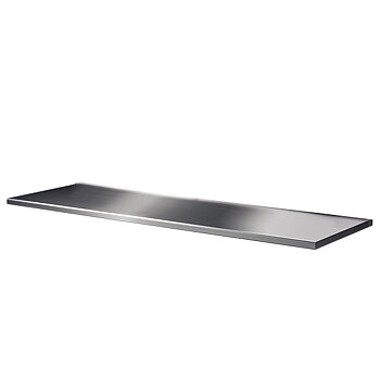 Bänkskiva, ej stående, med förstärkningar av rostfritt stål på undersidan 1,5 mm, 2300x700 mm