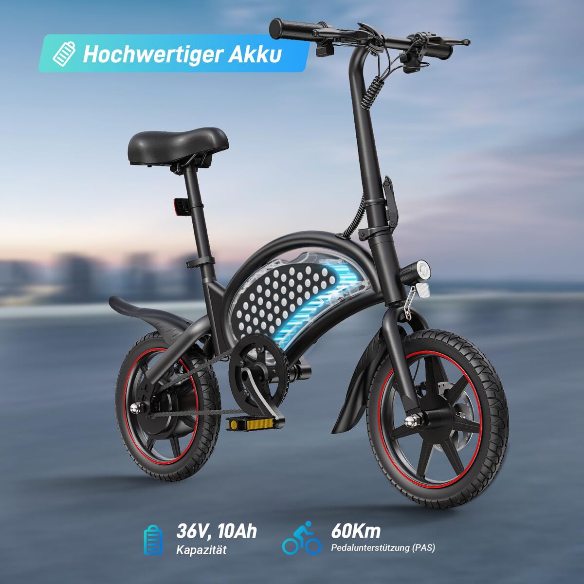 Elcykel DYU DYU-D3S-001 Svart 250 W 10 Ah 14" - 2
