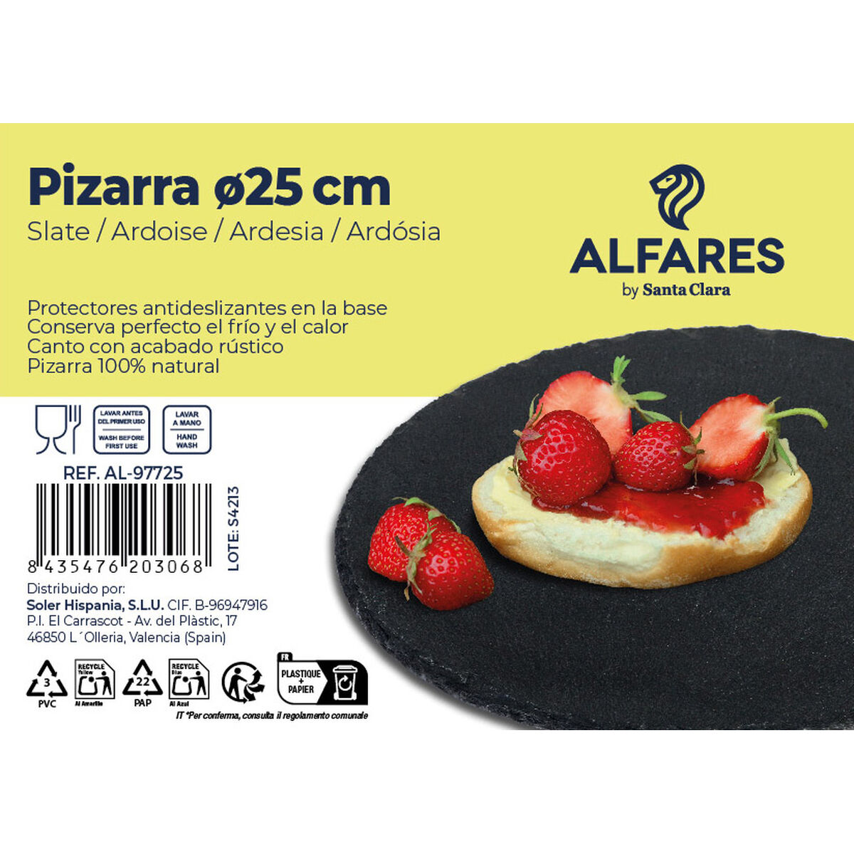 Platt skål Santa Clara Alfares Skiffer Ø 25 cm - 2