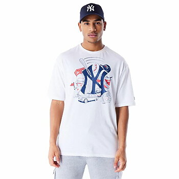 T-shirt med kortärm Herr New Era MLB FOOD GRPHC OS New York Yankees Vit