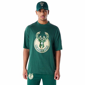 T-shirt med kortärm Herr New Era NBA PANEL OS Milwaukee Bucks Ljusgrön