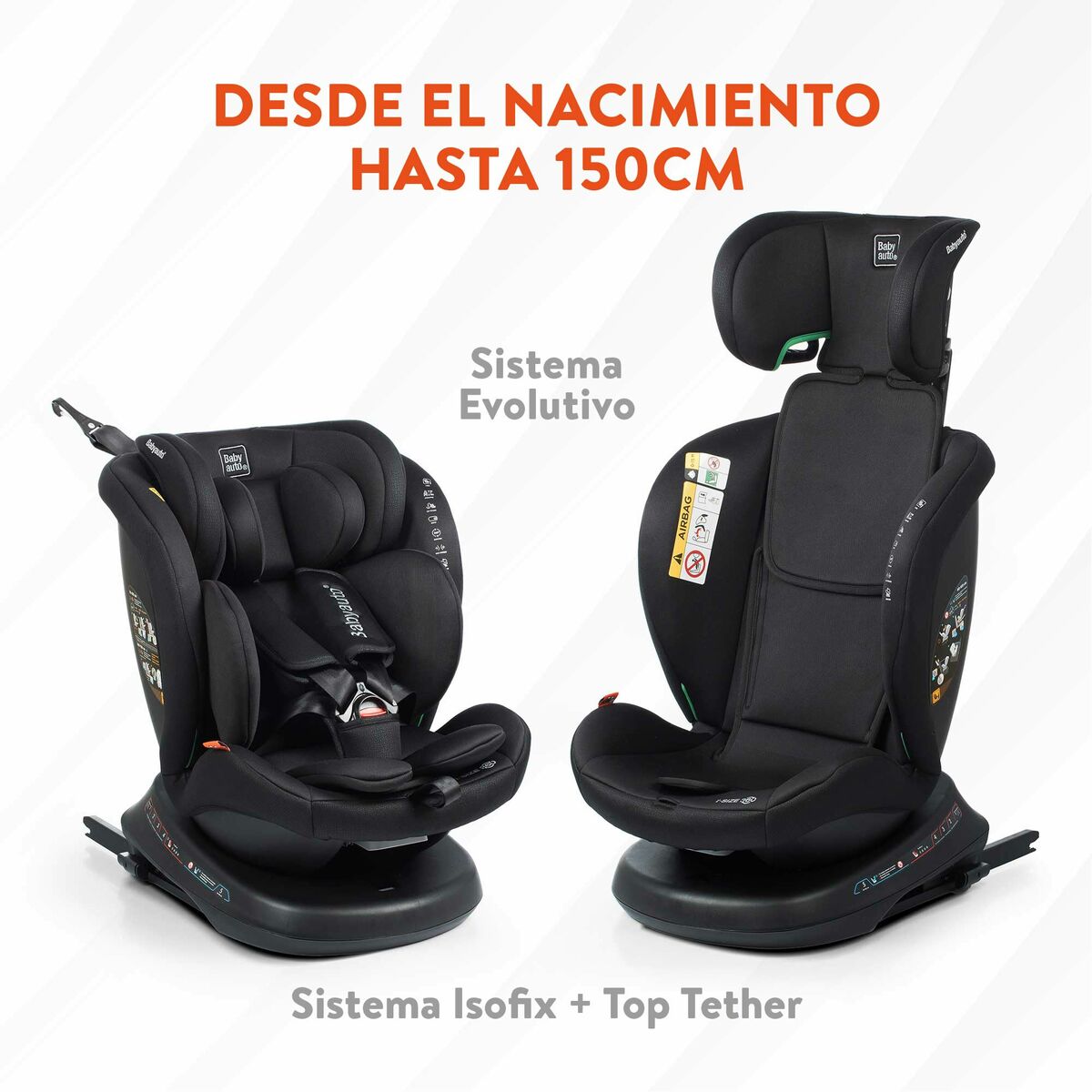 Bilstol Babyauto RODIA Svart 0 (de 0 a 10 kilos) I (9 - 18 kg) II (15-25 kg) III (22 - 36 kg) Barn ECE R129/04 - 3