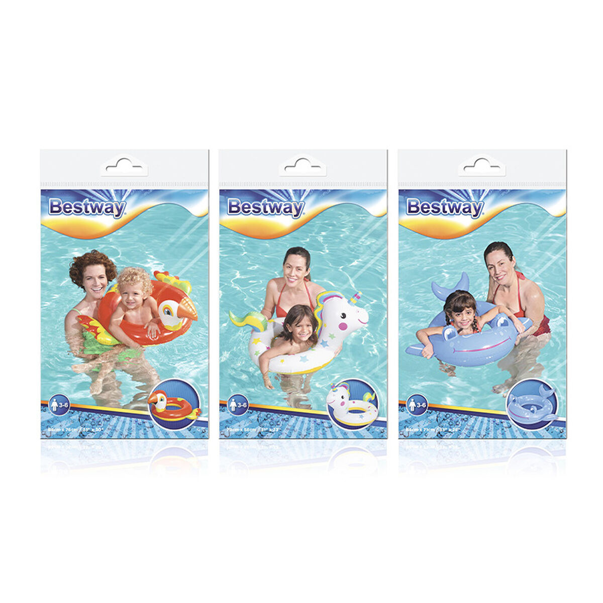 Bestway Uppblåsbar Djurflytare Olika Färger 84x71 cm +3 till 6 År Strand och Pool 36128 - 2