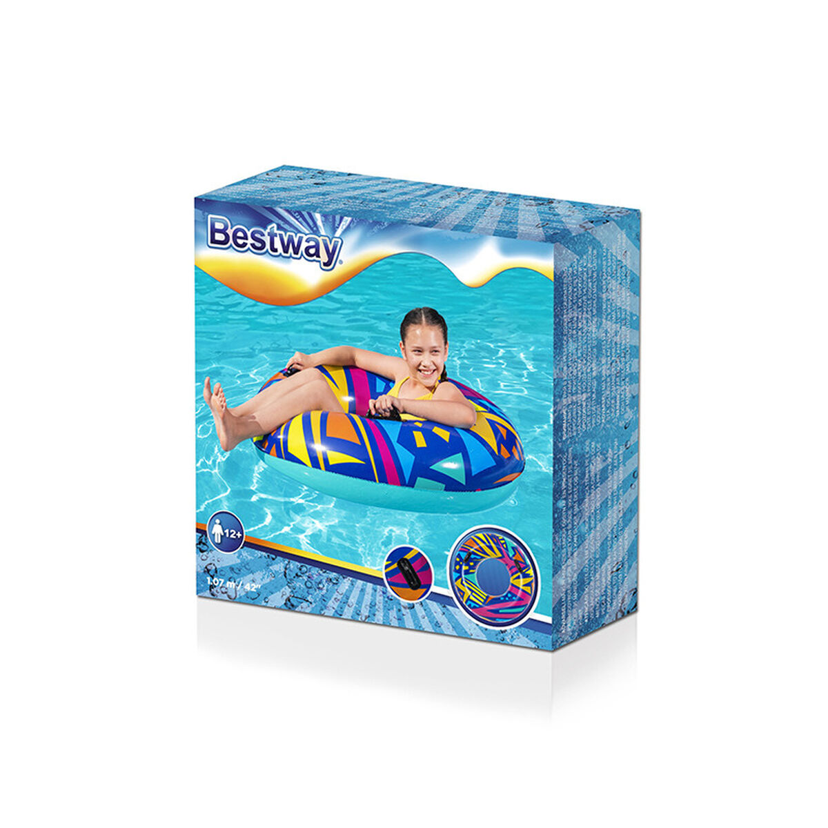 Bestway Uppblåsbar Flytare Dekorerad med Handtag Blandade Färger D107 cm +12 År Strand och Pool 36228 - 2