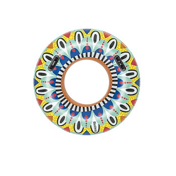 Bestway Flytande uppblåsbar flotte med handtag Azteka D107 cm +12 år strand och pool 36294
