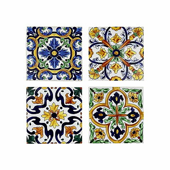 Underlägg DKD Home Decor Kakel 4 antal (10,8 x 10,8 x 0,7 cm)
