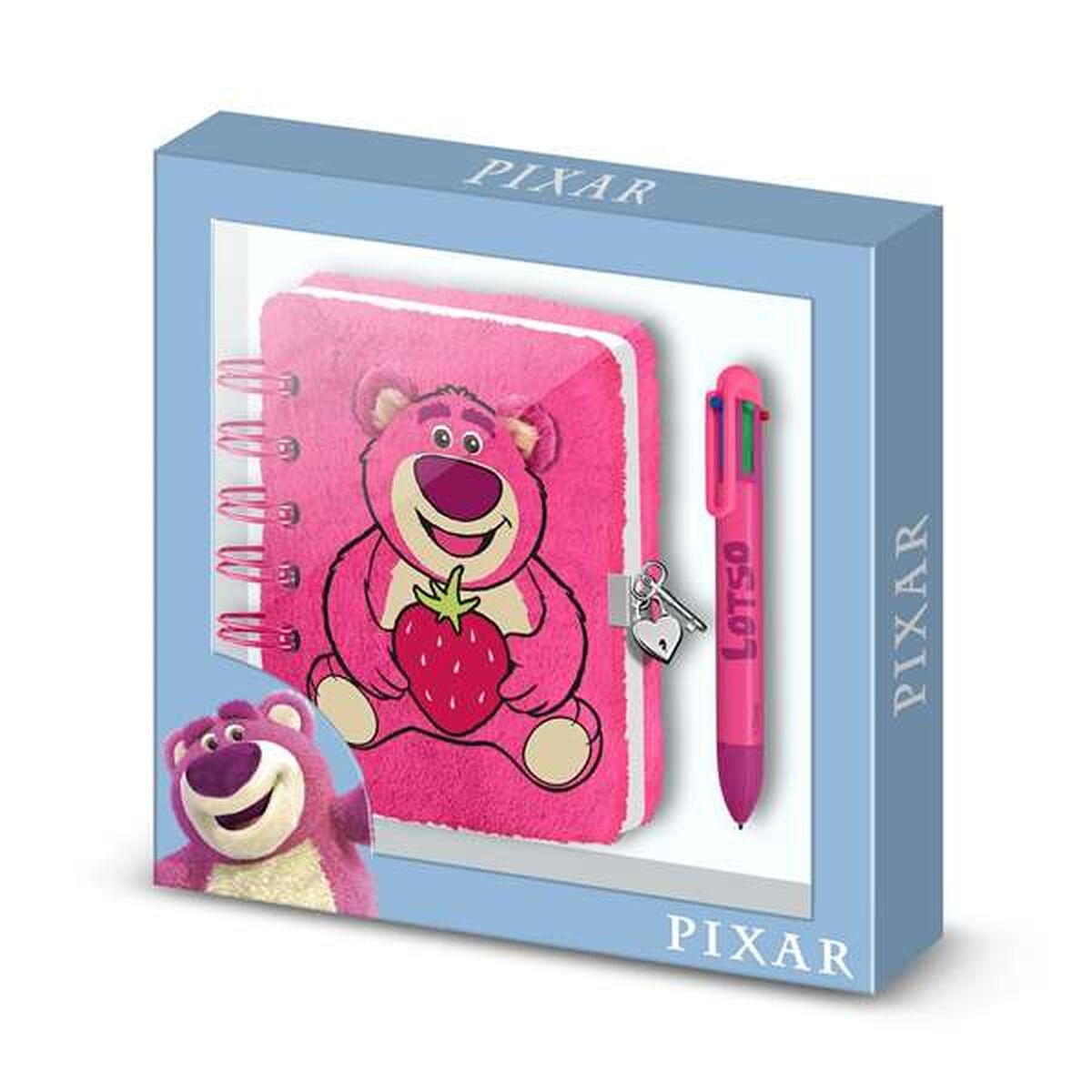 Spiralbundet anteckningsblock med penna Pixar Rosa 24 x 23 x 2,5 cm A5
