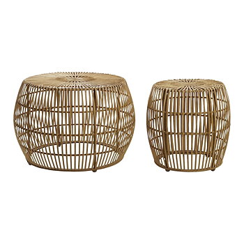 2-bordsset DKD Home Decor Ljusbrun 70 x 70 x 50 cm