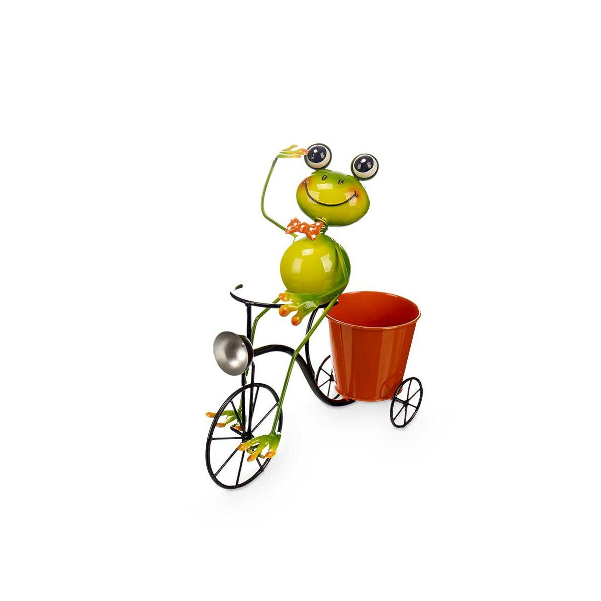 Kruka Ibergarden Gul Röd Grön Metall Cykel Groda 31,5 x 32 x 17 cm