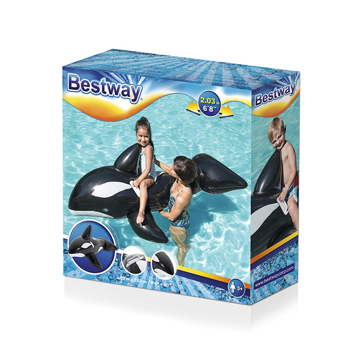 Bestway Uppblåsbar jättevalfigur med handtag 203x102 cm +3 år Strand och Pool 41009 - 2