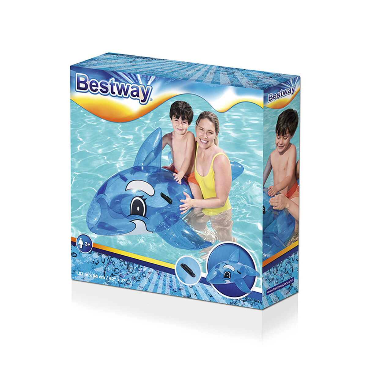 Bestway Uppblåsbar Blå Val Figur med Handtag 157x94 cm +3 År Strand och Pool 41037 - 2
