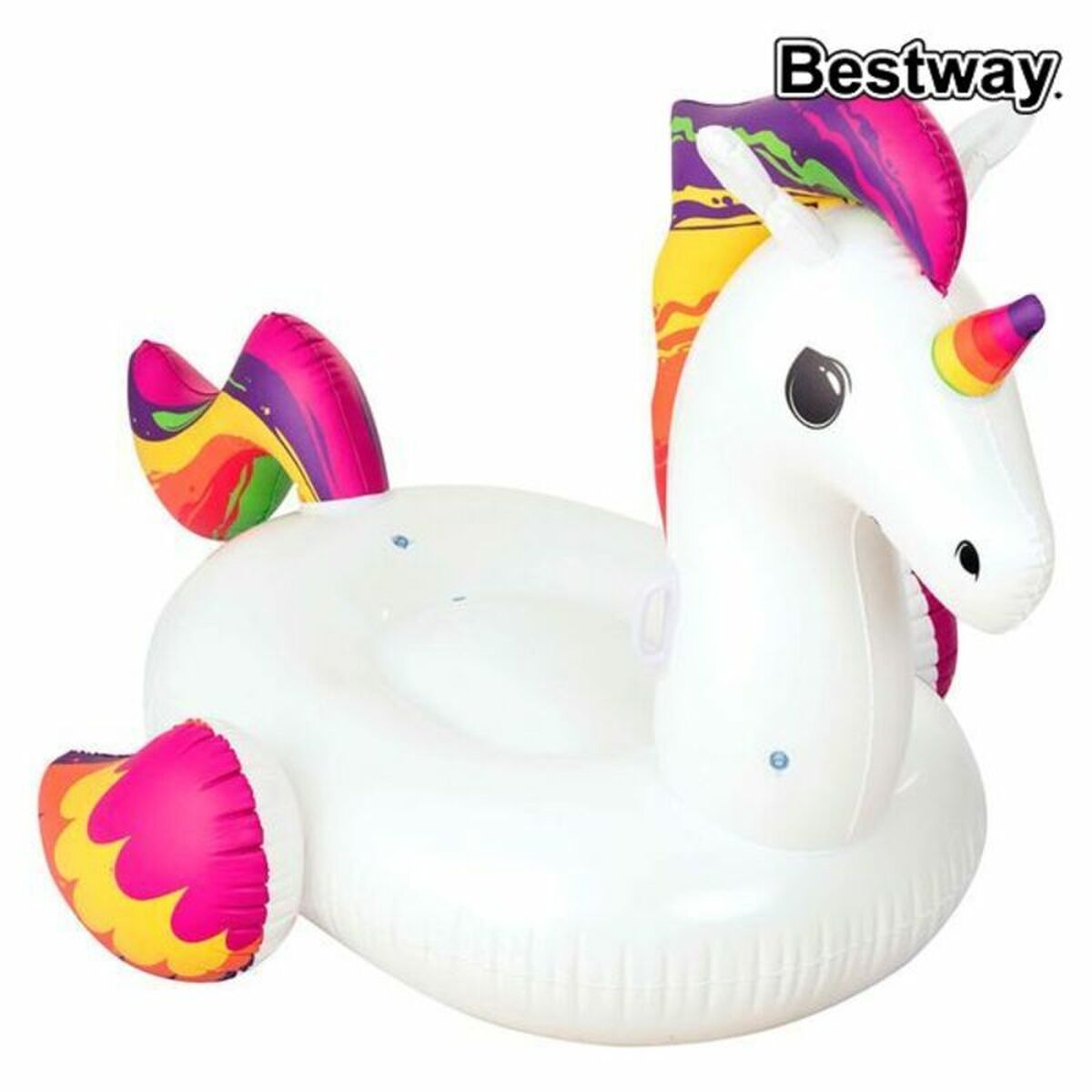 Bestway Uppblåsbar enhörningsfigur med handtag 224x164 cm Strand och Pool 41113