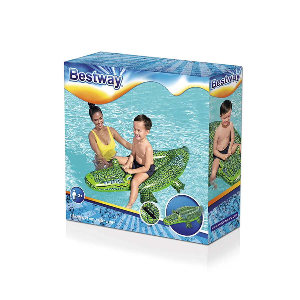 Bestway uppblåsbar krokodilfigur med handtag 152x71 cm +3 år strand och pool 41477 - 2