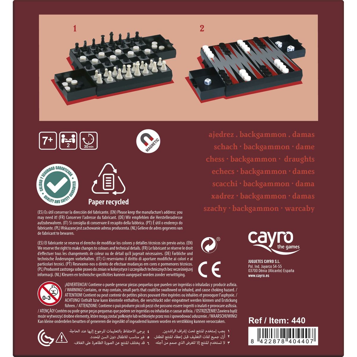 Backgammon Cayro Magnetic Schack Damspel - 3