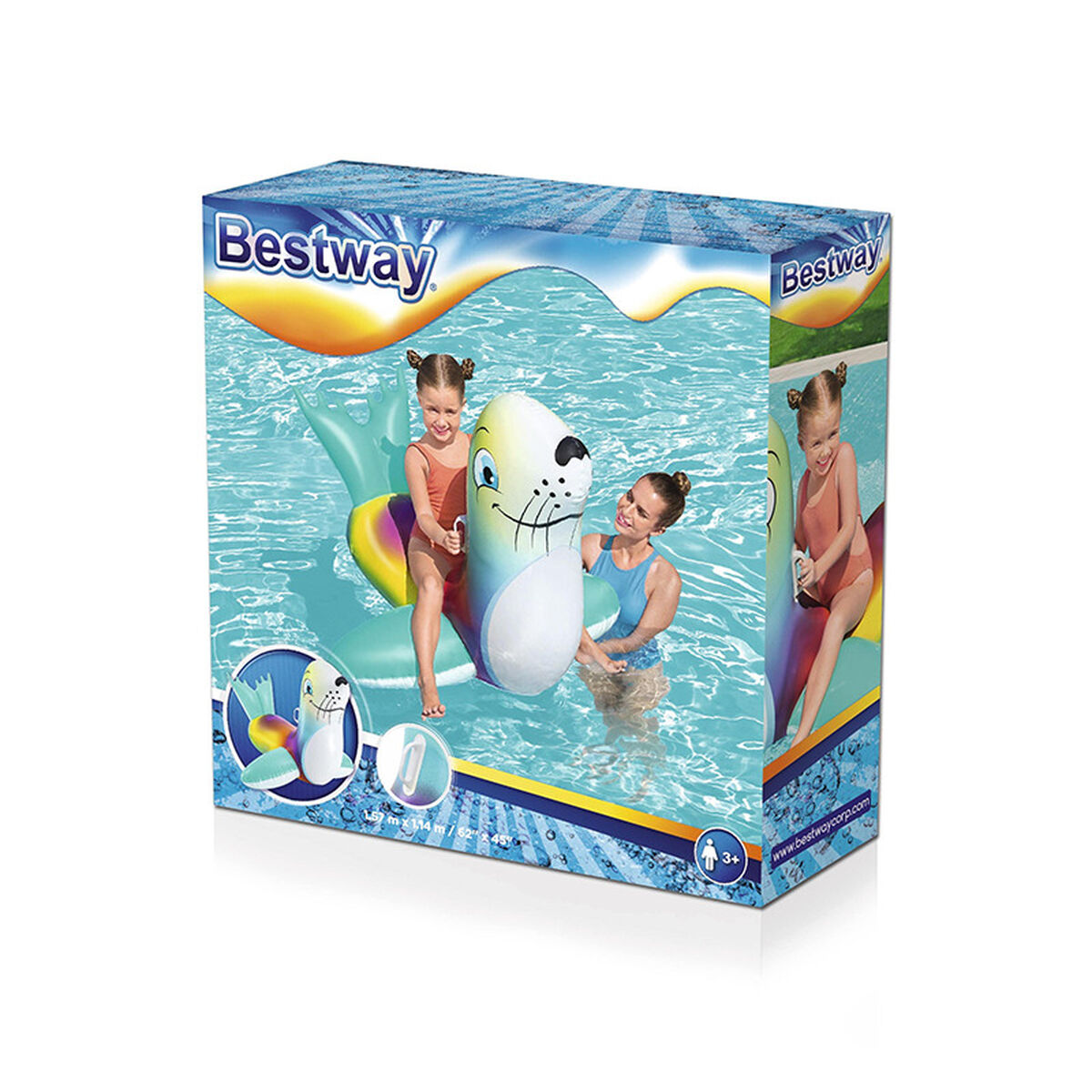 Bestway Uppblåsbar Sälfigur med Handtag 157x114 cm +3 År Strand och Pool 41479 - 2