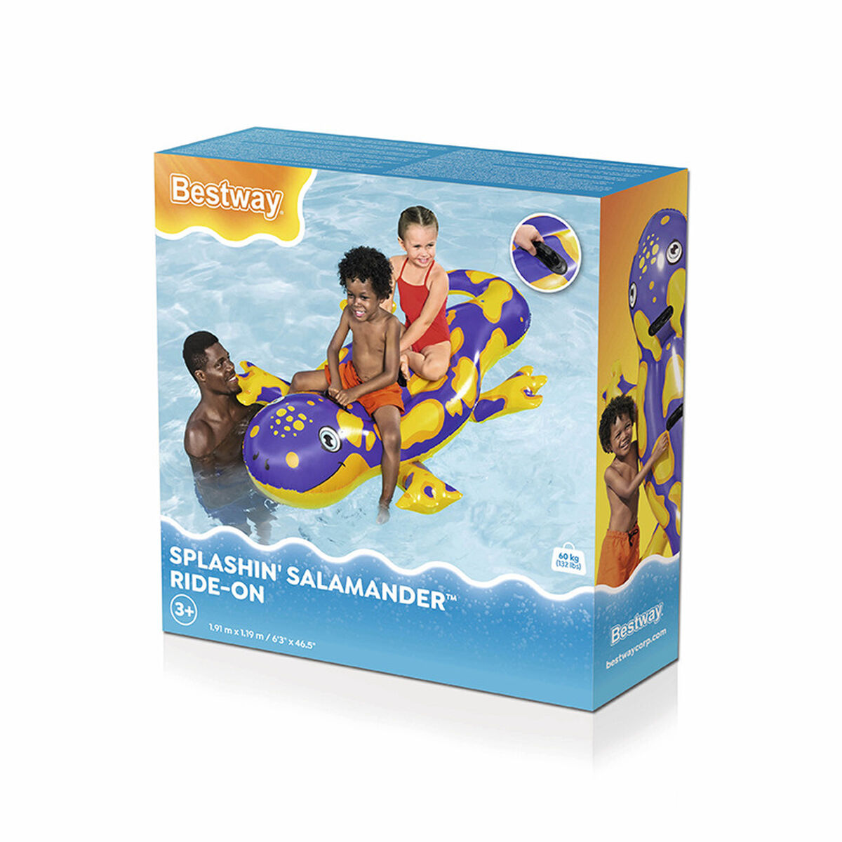 Bestway uppblåsbar salamanderfigur med handtag 191x119 cm +3 år Strand och pool 41502 - 2