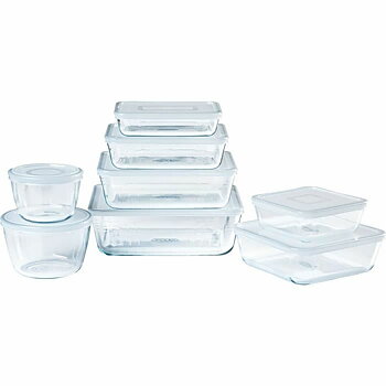 Set med stapelbara, hermetiskt förslutna, matlådor Pyrex Cook & Freeze Transparent 8 Delar