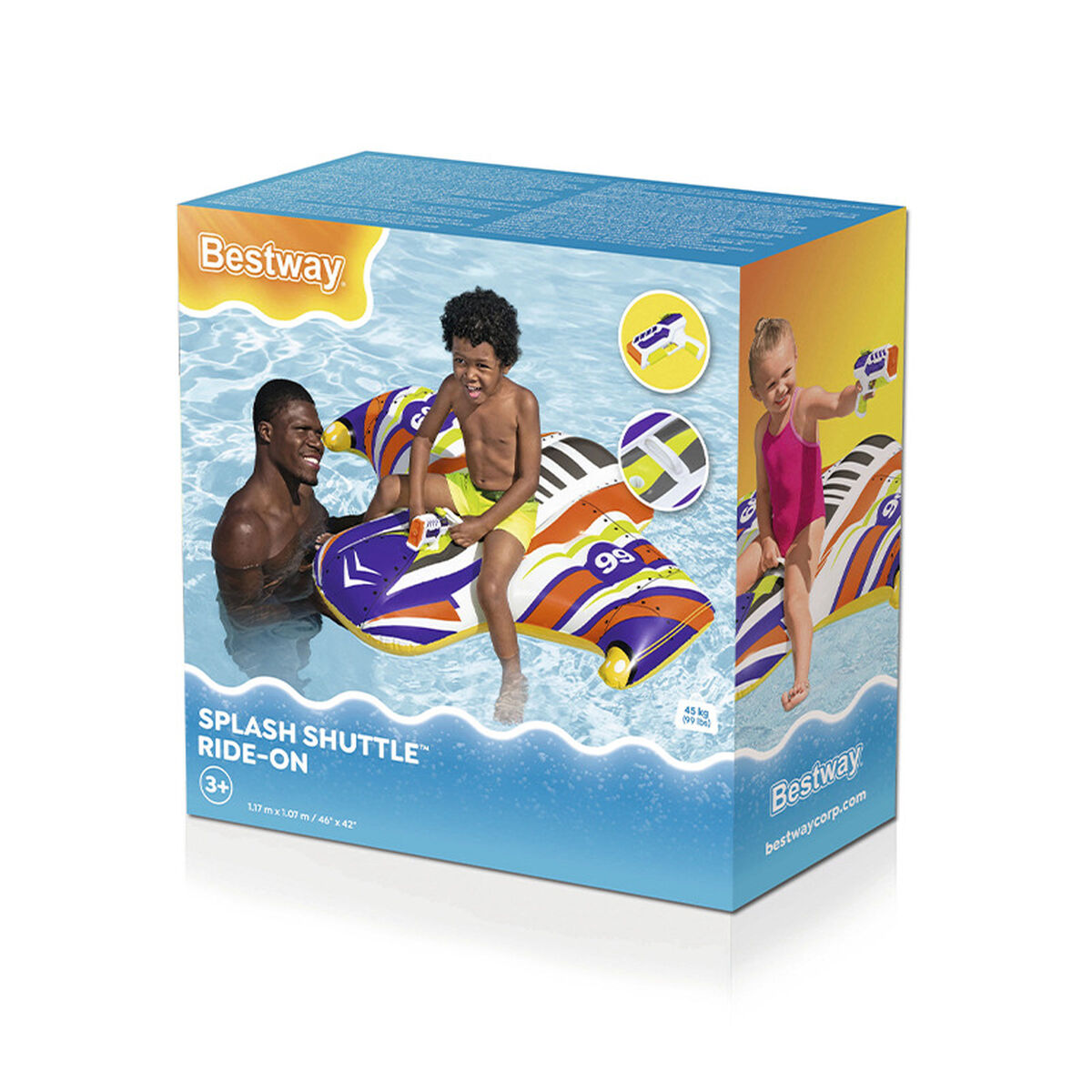 Bestway Uppblåsbar Rymdfarkost med Handtag och Vattenpistol 117x107 cm +3 År Strand och Pool 41503 - 2