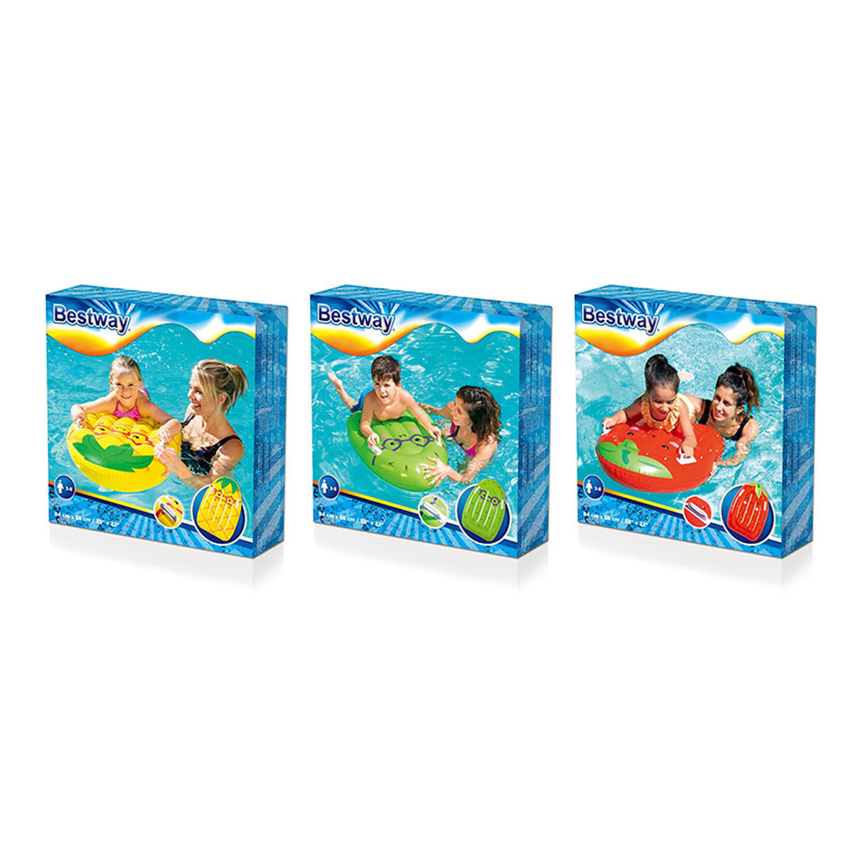 Bestway Surfande Uppblåsbar Madrass med Handtag Blandade Färger 84x56 cm +3 till 8 År Strand och Pool 42049 - 2
