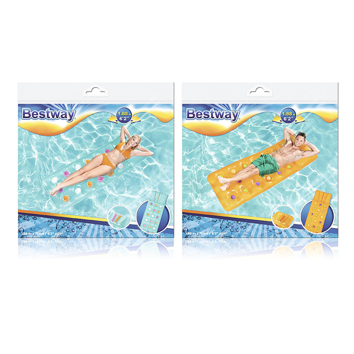 Bestway Uppblåsbar Luftmadrass Fashion Färg Sorterad 188x71 cm Strand och Pool 43014 - 2