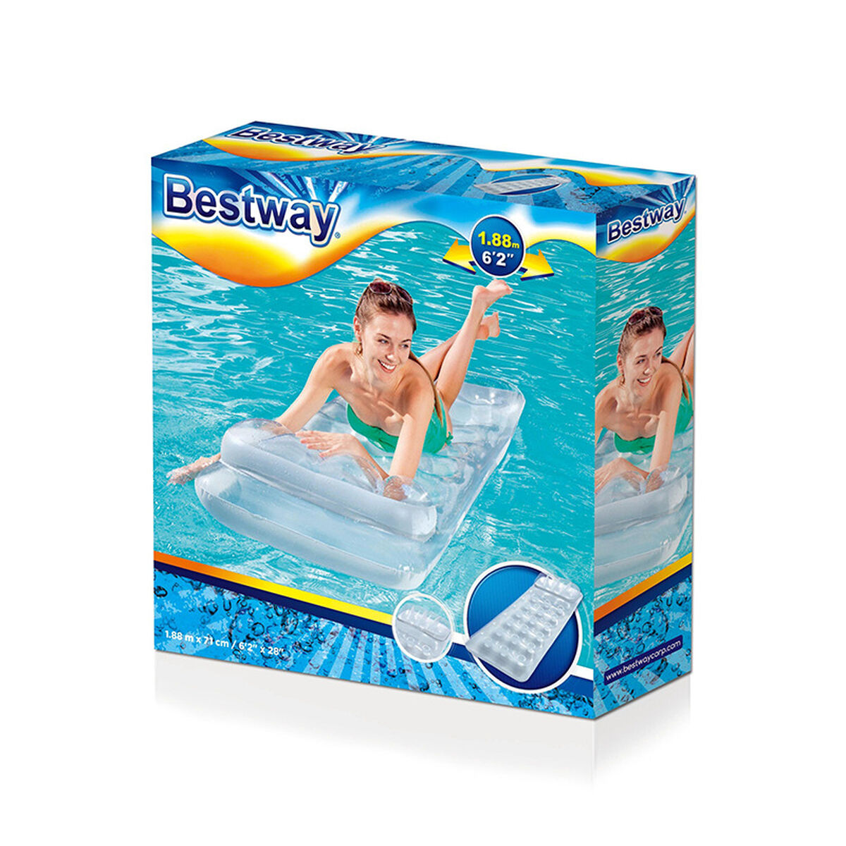 Bestway Luftmadrass Metalliska Glas med Kudde 188x71 cm Strand och Pool 43024 - 2