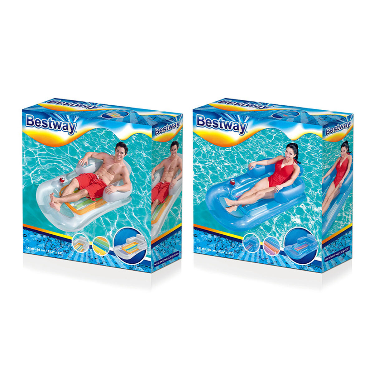 Bestway Fashion Design Uppblåsbar Stol Fräscha Fötter Färg Sorterad 161x84 cm Strand&Pool 43028 - 2