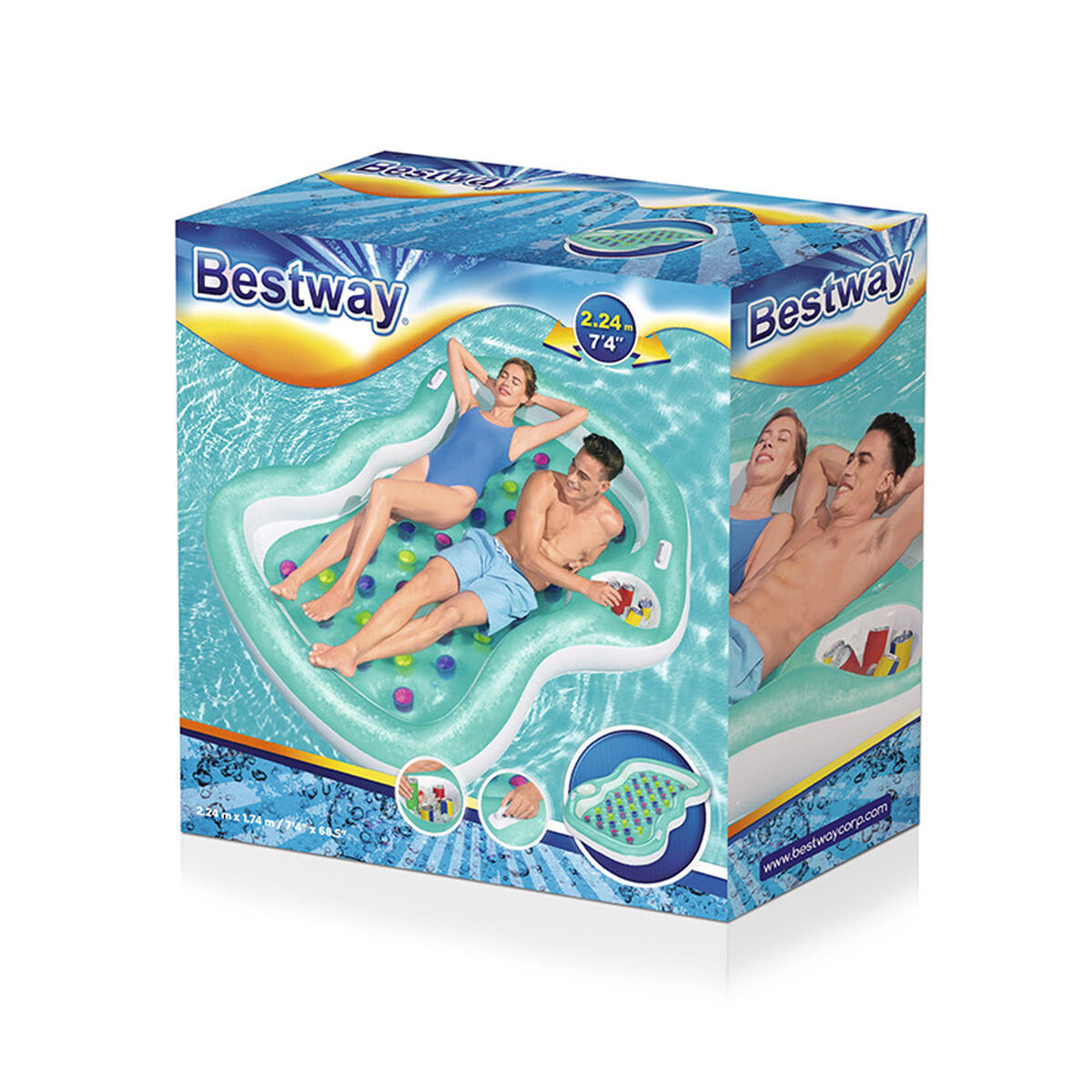 Bestway Dubbel Uppblåsbar Glas med Kylare 224x174 cm Strand och Pool 43045 - 2