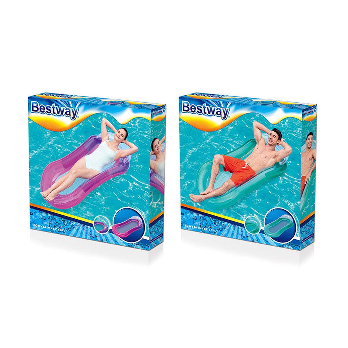 Bestway Uppblåsbar Stol Aqua Färg Blandad 160x84 cm Strand och Pool 43103 - 2