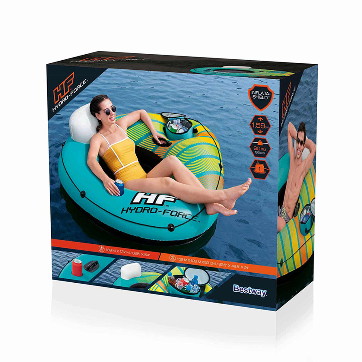 Bestway Uppblåsbart hjul med handtag och kylare Hidra-Force 169x137 cm Strand och Pool 43398 - 2